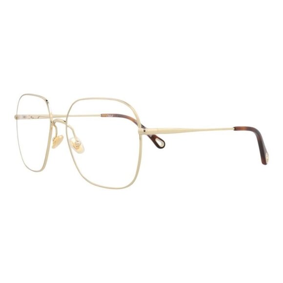 Chloé Womens Square/Rectangle Gold Gold Transparent Fashion Designer Eyewear - Picture 1 of 4